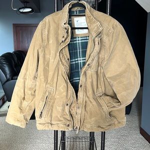 American Eagle Barn Field Flannel Jacket - Heavy Weight Size XL - Tan / Blue